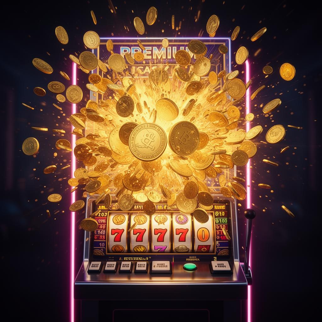 Slot machine bursting with gold coins